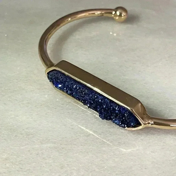 Blue Drusy Gold Cuff Bracelet - Picture 4 of 8